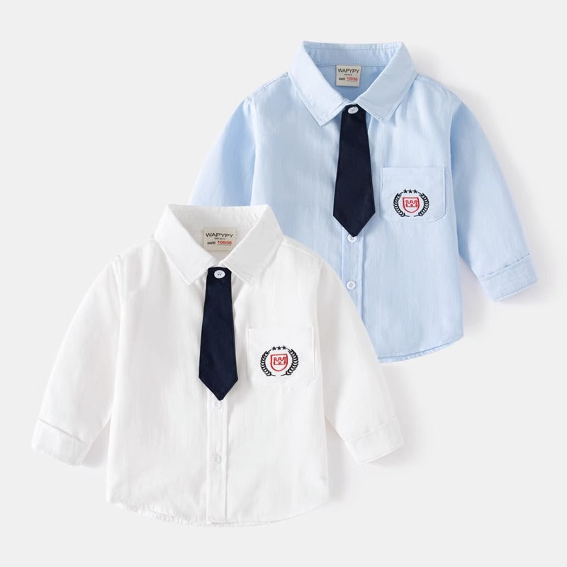 Long-Sleeved New Fashion College Wind Trendy Baby Boy's Shirt - Harmony Gallery
