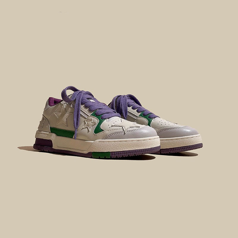 American Retro Foggy Purple Star Low-Top Sports Women's Shoes - Harmony Gallery
