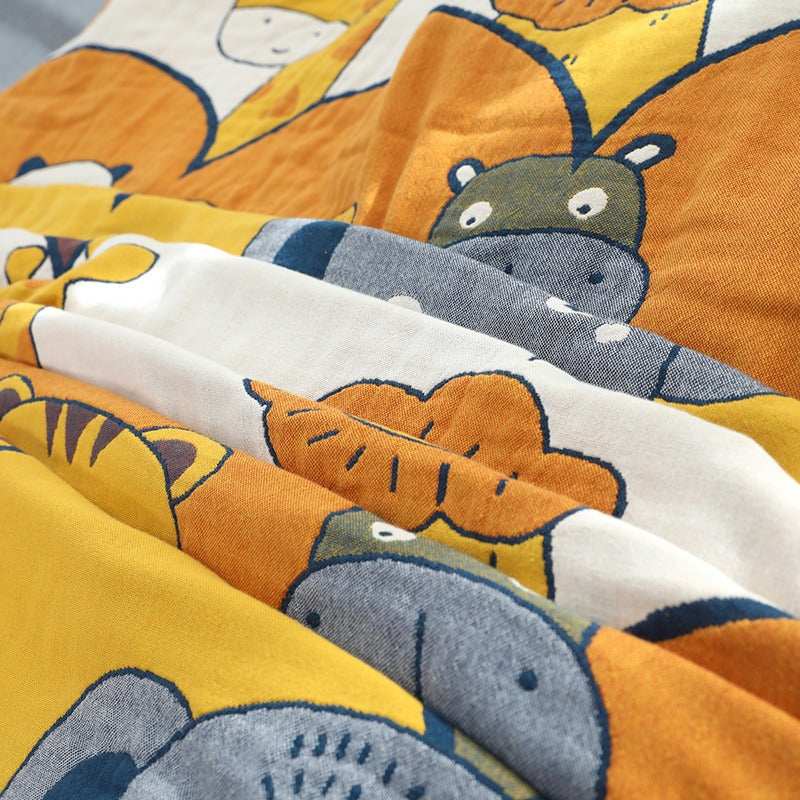 Pure Cotton Six-Layer Summer Air-Conditioning Animal Coverlet - Harmony Gallery