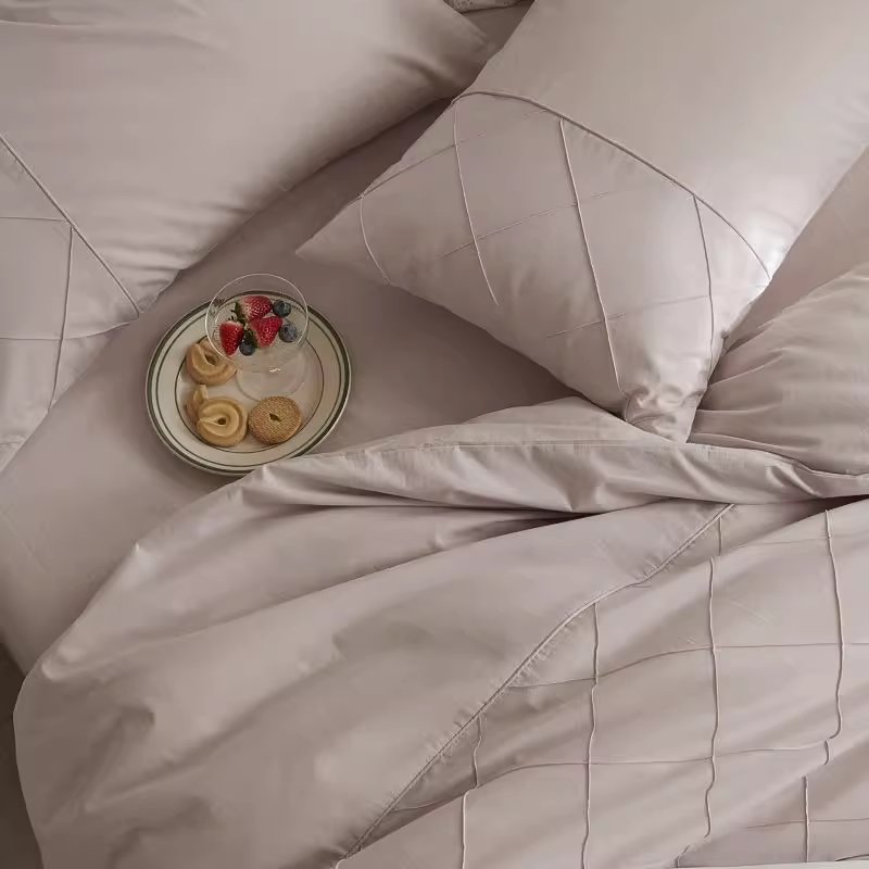 Nordic Rhombus Light Luxury Washed Cotton Four-Piece Bed Set - Harmony Gallery