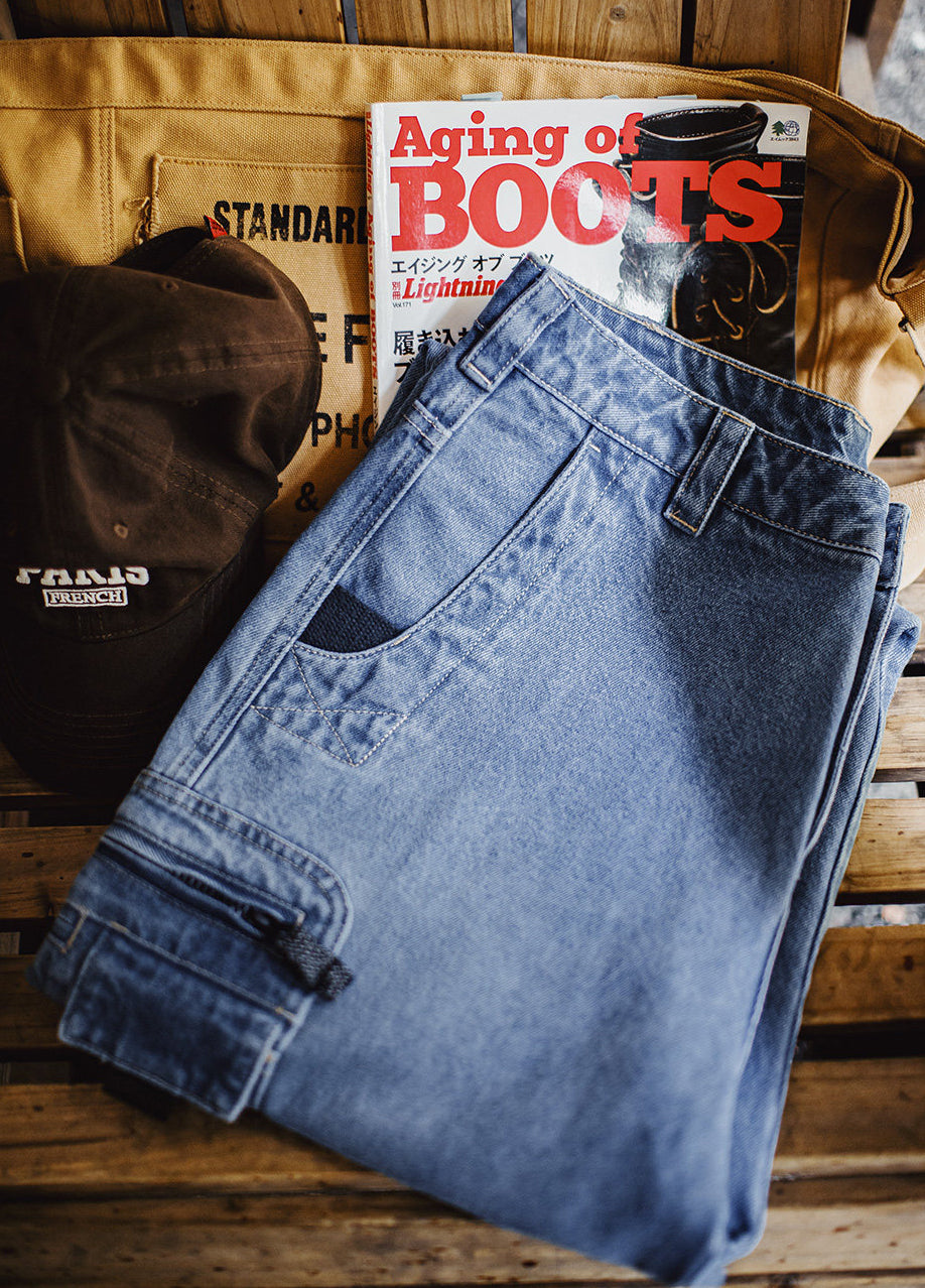 American Washed Denim Loose Straight Leg Pockets Drape Men's Jeans