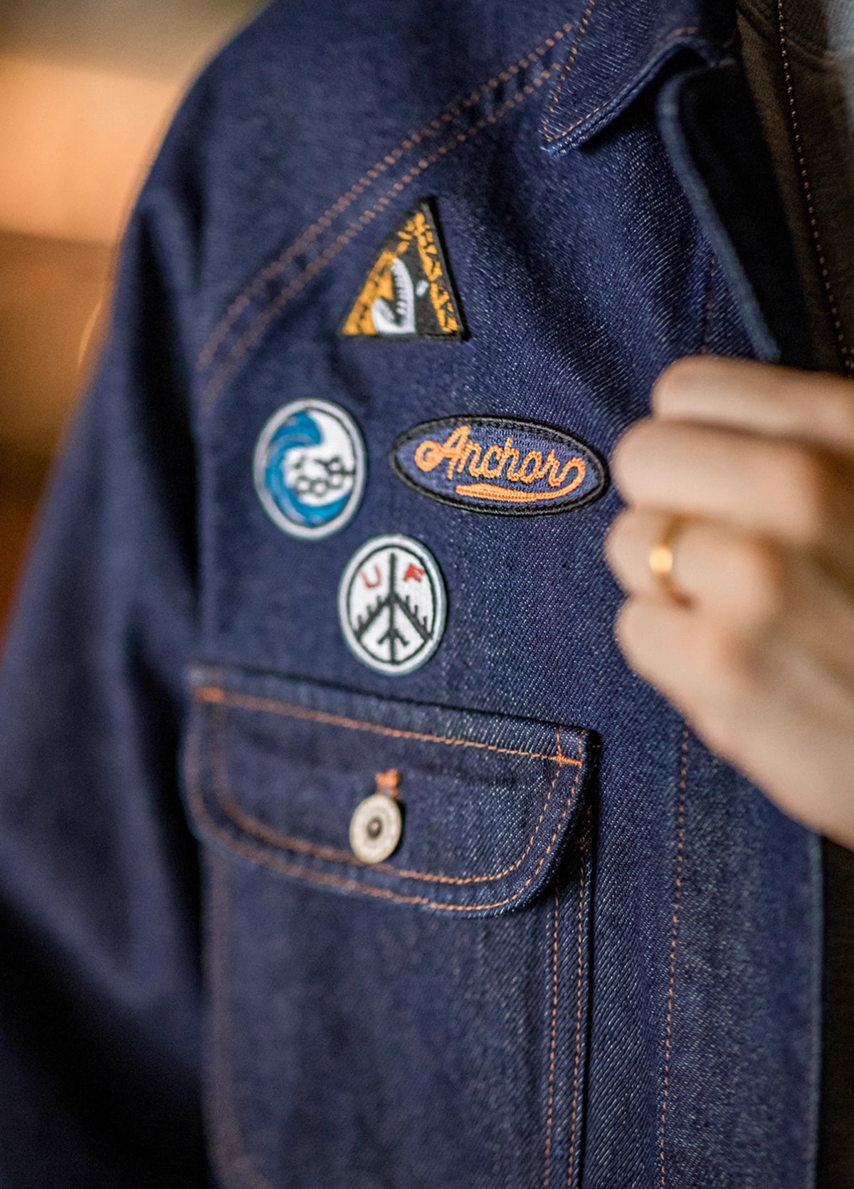 American Retro Embroidered Badge Denim Heavy Washed Men's Jacket - Harmony Gallery