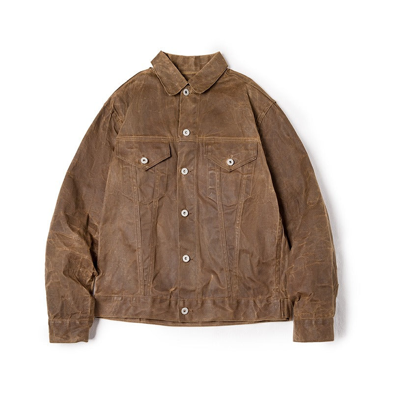 Tooling American Retro Heavy Canvas Oil Wax Men's Coat - Harmony Gallery