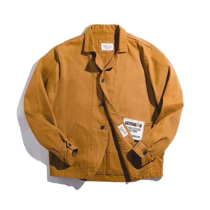 Tooling French Retro Ginger Multi-Pocket Casual Men's Coat - Harmony Gallery