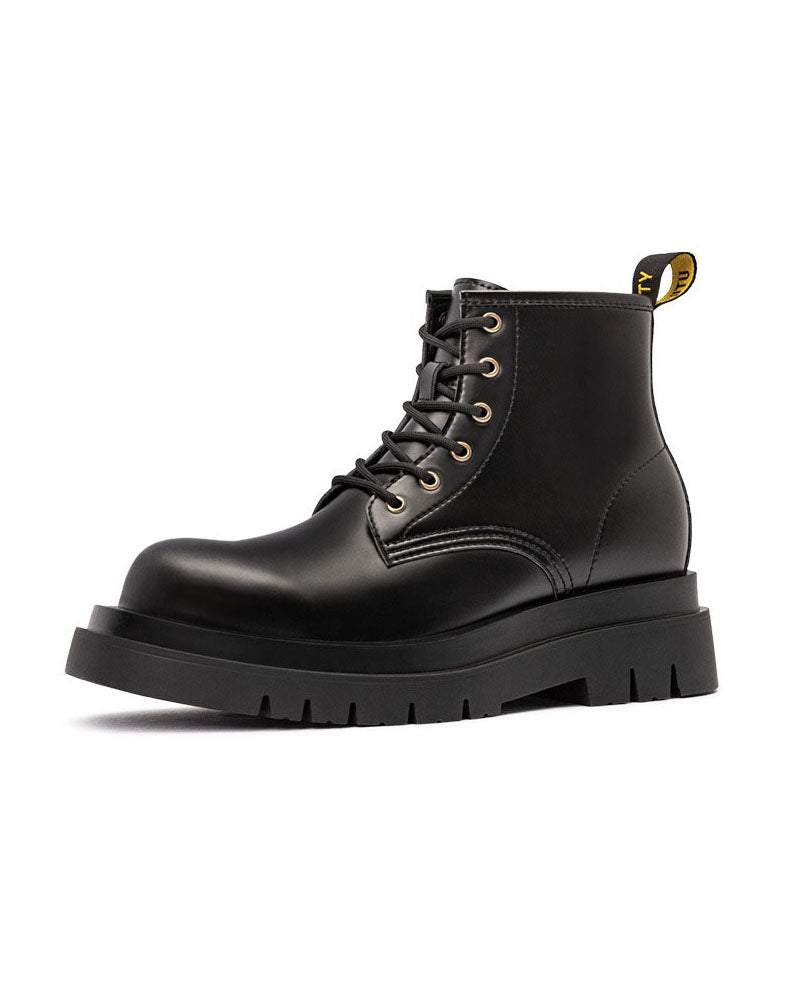 Black Thick-Soled Martin British Style Tooling Derby Men's Boot - Harmony Gallery