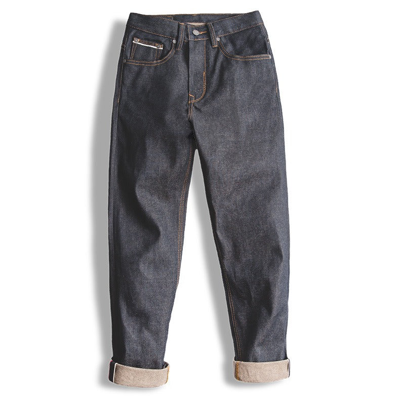 Tooling Retro Casual Pure Denim Straight Heavy Men's Jeans - Harmony Gallery