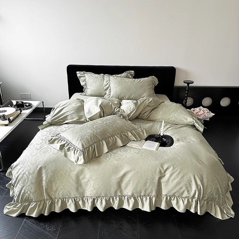 French Princess High-End Pure Cotton Ruffle Four-Piece Bed Set - Harmony Gallery