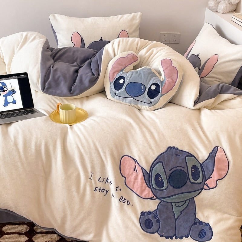 Cute Washed Cotton Disney Stitch Four-Piece Bed Set - Harmony Gallery