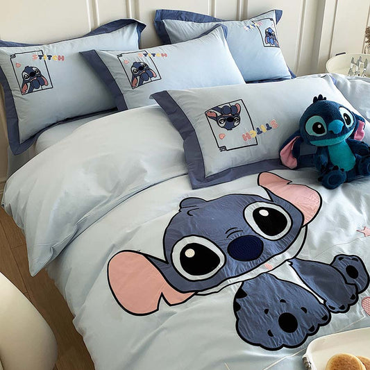 Washed Cotton Stitch Disney Cartoon Embroidery Four-Piece Bed Set - Harmony Gallery