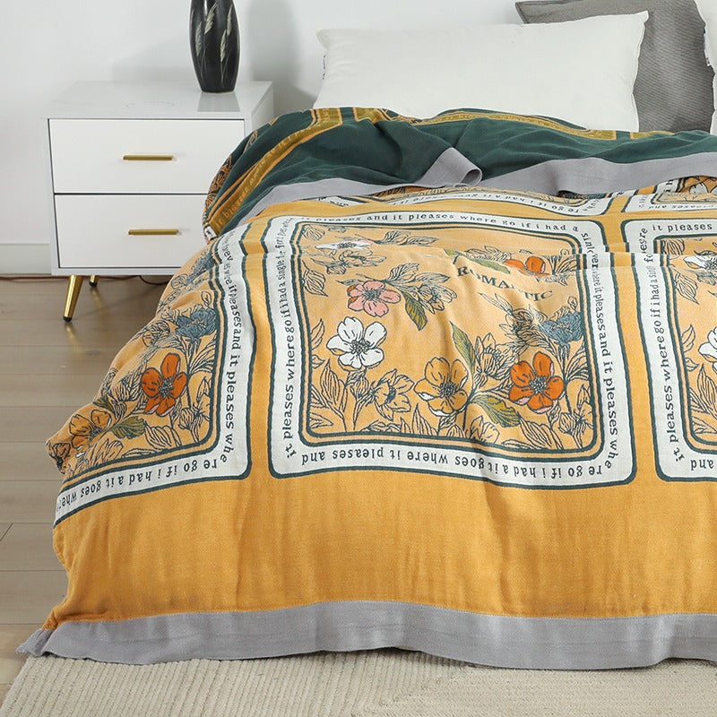 Six-Layer Advanced Pure Cotton Summer Floral Coverlet - Harmony Gallery