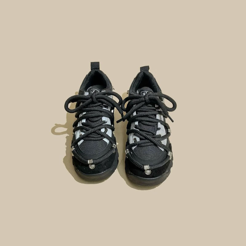American Strappy Thick-Soled Leather Color-Blocking Sports Women's Shoes - Harmony Gallery