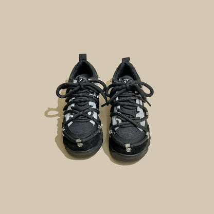 American Strappy Thick-Soled Leather Color-Blocking Sports Women's Shoes - Harmony Gallery