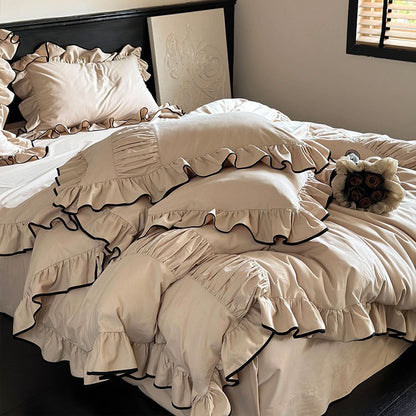 French Princess Thickened Cotton Lace Fall And Winter Four-Piece Bed Set - Harmony Gallery