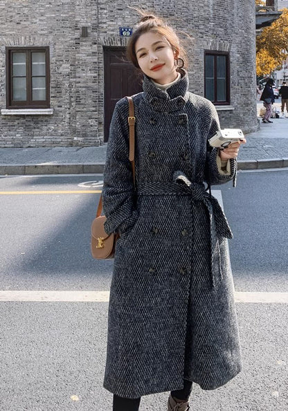 High-Quality Down Slim Winter Knee-Length Woolen Women's Coat - Harmony Gallery