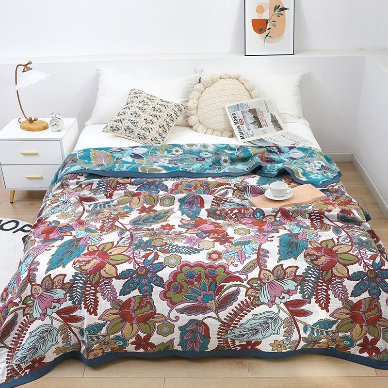 Six-Layer Pure Cotton Summer Cool Floral Coverlet - Harmony Gallery