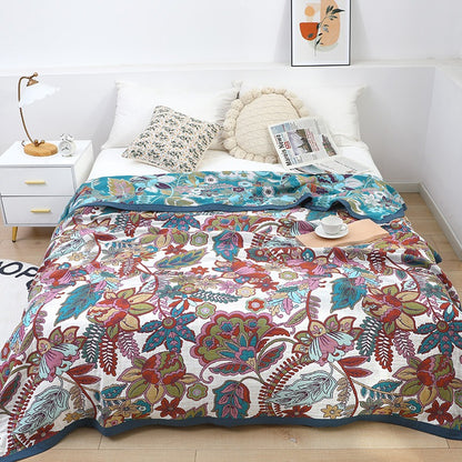 Six-Layer Pure Cotton Summer Cool Floral Coverlet - Harmony Gallery
