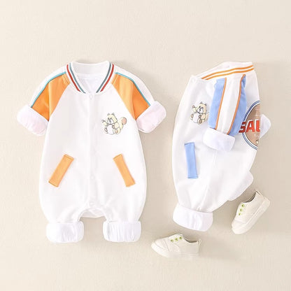 Spring and Autumn Double Layer Cute Full Moon Baby Boy's Romper - Harmony Gallery