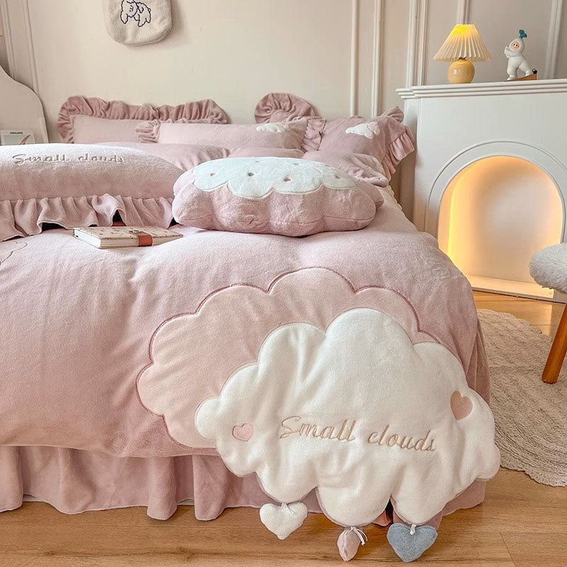 Ins Girly Heart Warm Velvet Double-Sided Celebrity Four-Piece Bed Set - Harmony Gallery