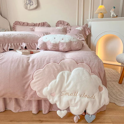Ins Girly Heart Warm Velvet Double-Sided Celebrity Four-Piece Bed Set - Harmony Gallery