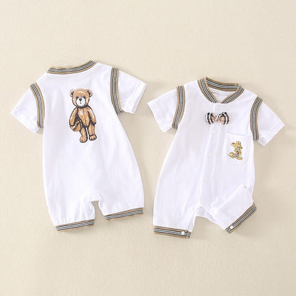 Summer Newborn Cartoon Full Moon Short-Sleeved Baby Boy's Romper - Harmony Gallery