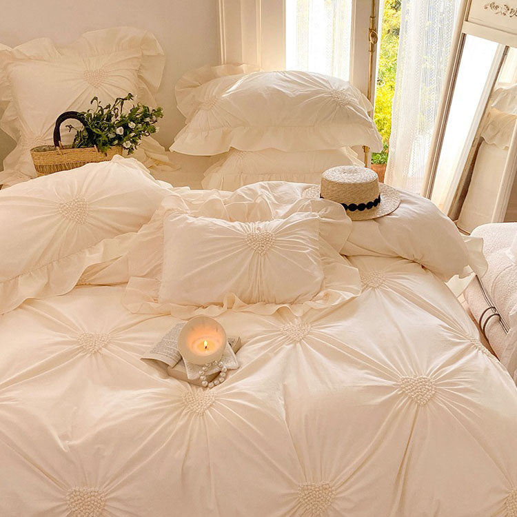 Princess Heart Pure Cotton Washed Soft Lace Four-Piece Bed Set - Harmony Gallery