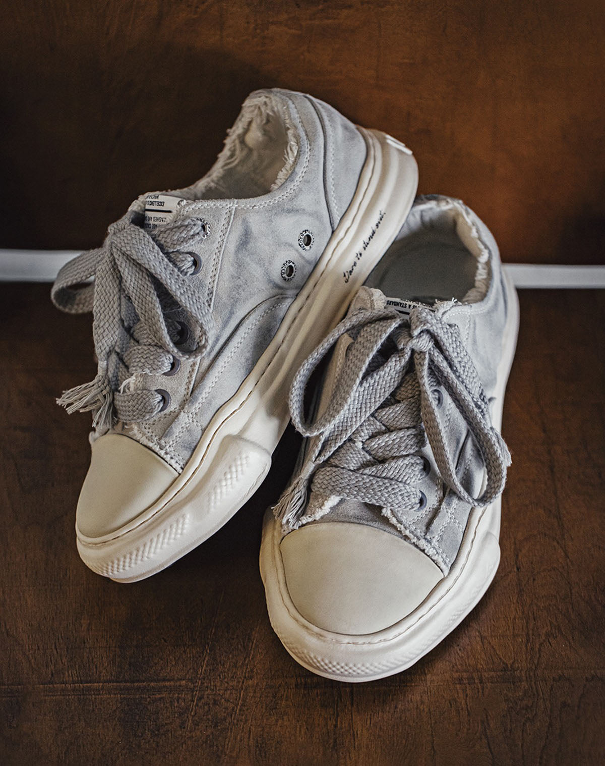Slate Gray Thick-Soled Niche Low-Cut Men's Canvas Shoes - Harmony Gallery