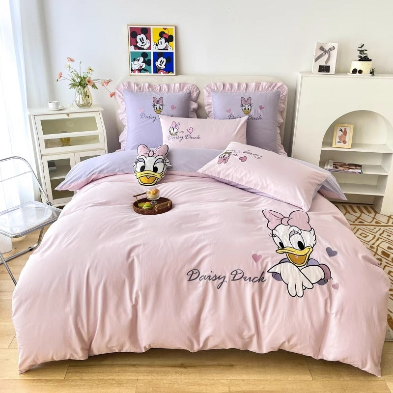 Cute Bow Daisy Donald Duck Cotton Four-Piece Bed Set - Harmony Gallery