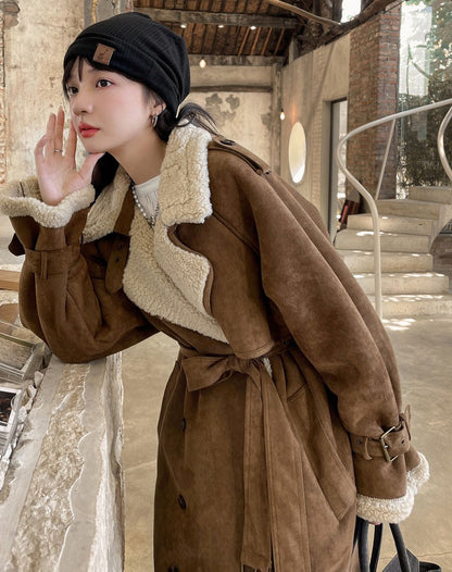 Deerskin Fur Integrated Lamb Winter Thickened Lambswool Women's Coat - Harmony Gallery