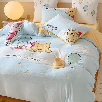 Disney Winnie The Pooh Velvet Four-Piece Double-Sided Bed Set - Harmony Gallery