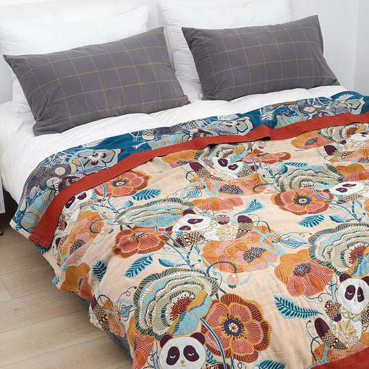 Six-Layer Pure Cotton Summer Cool Panda Coverlet - Harmony Gallery