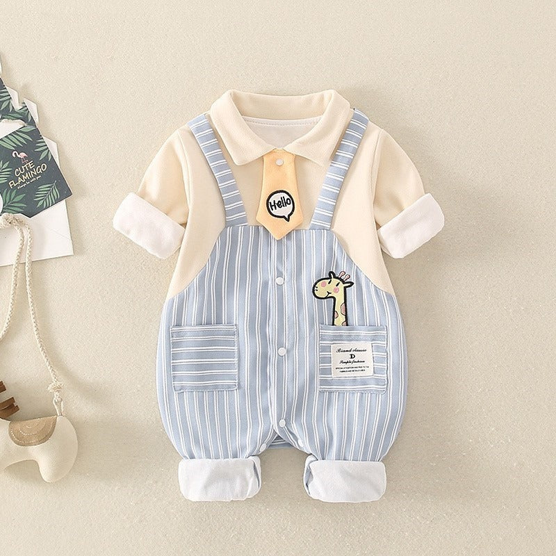 Long-Sleeved Cartoon Full Moon Spring and Autumn Baby Boy's Romper - Harmony Gallery