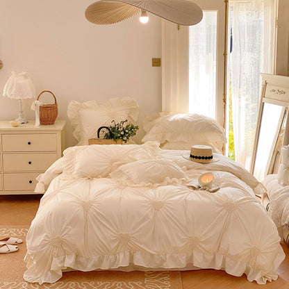 Princess Heart Pure Cotton Washed Soft Lace Four-Piece Bed Set - Harmony Gallery