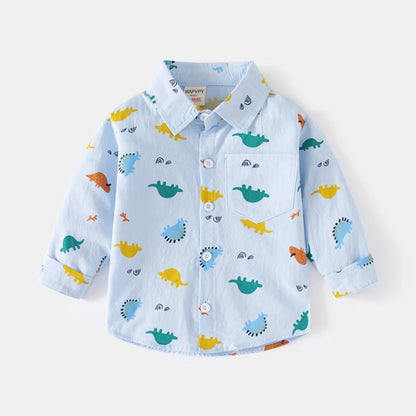 Long-Sleeved Spring Cartoon Printed Casual Trendy Baby Boy's Shirts - Harmony Gallery