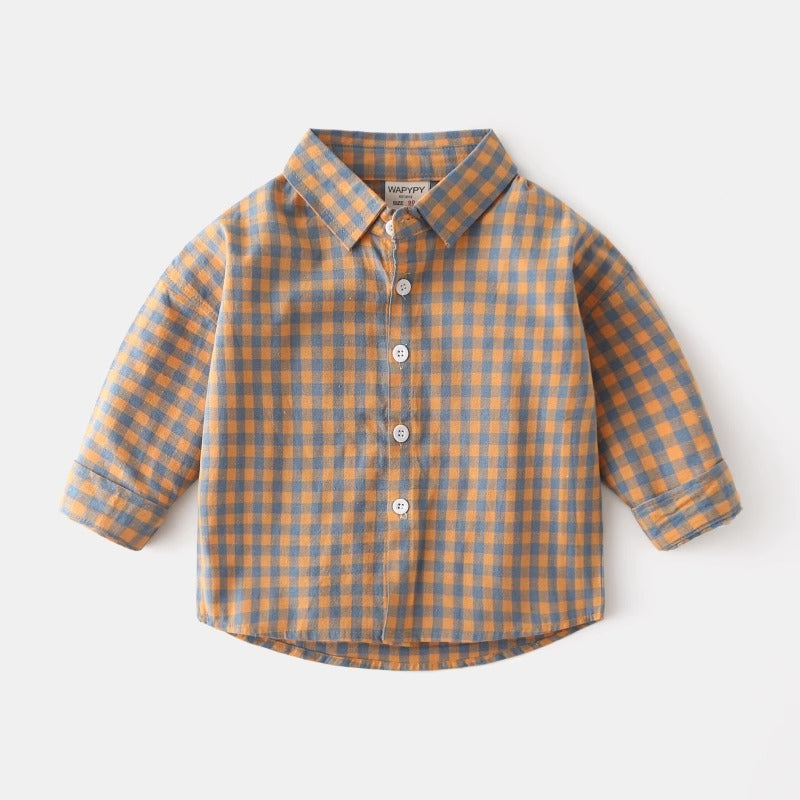 Casual Fall and Spring Cotton Plaid Boy's Shirt - Harmony Gallery
