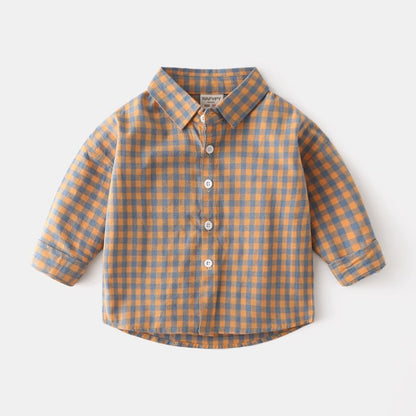 Casual Fall and Spring Cotton Plaid Boy's Shirt - Harmony Gallery