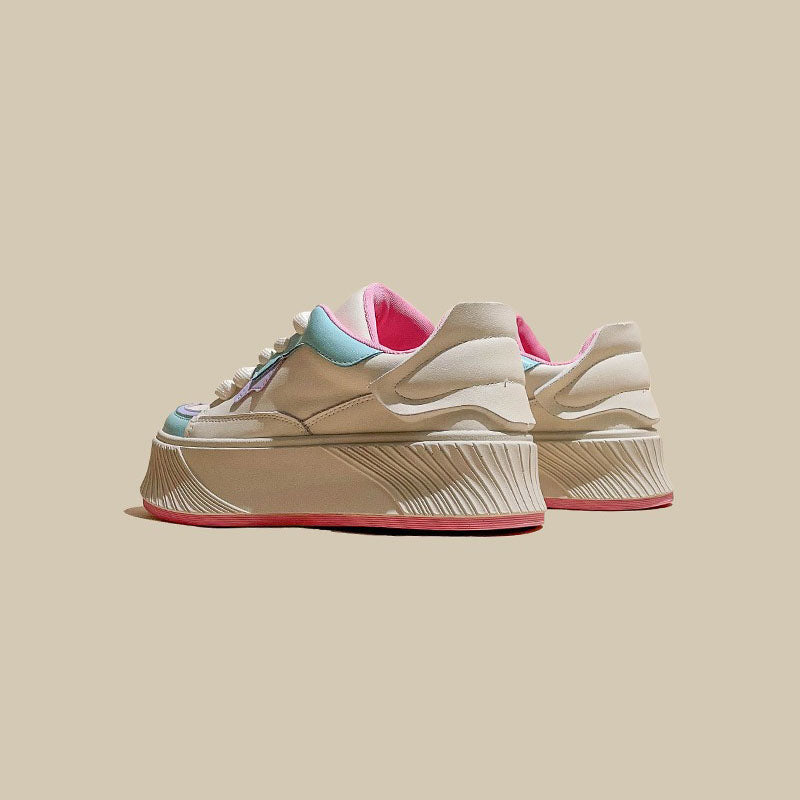 American Retro Breathable Leather Sponge Cake Sport Women's Shoes - Harmony Gallery