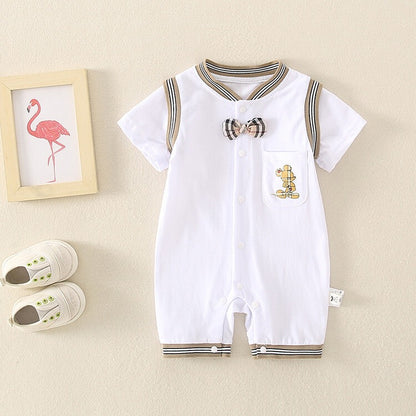 Summer Newborn Cartoon Full Moon Short-Sleeved Baby Boy's Romper - Harmony Gallery