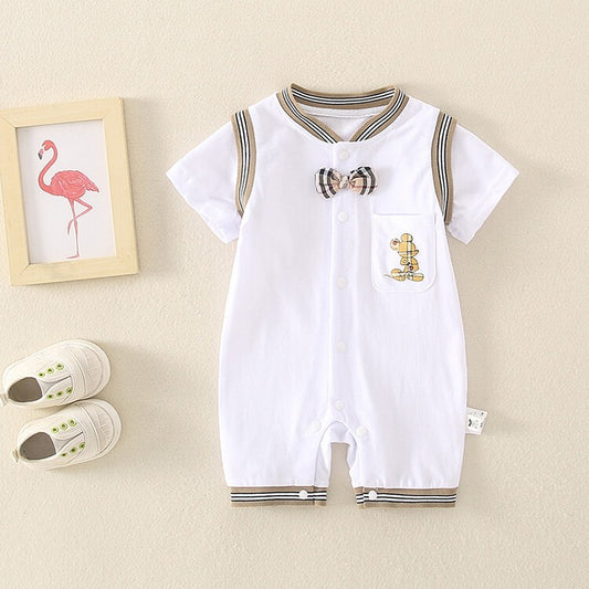 Summer Newborn Cartoon Full Moon Short-Sleeved Baby Boy's Romper - Harmony Gallery