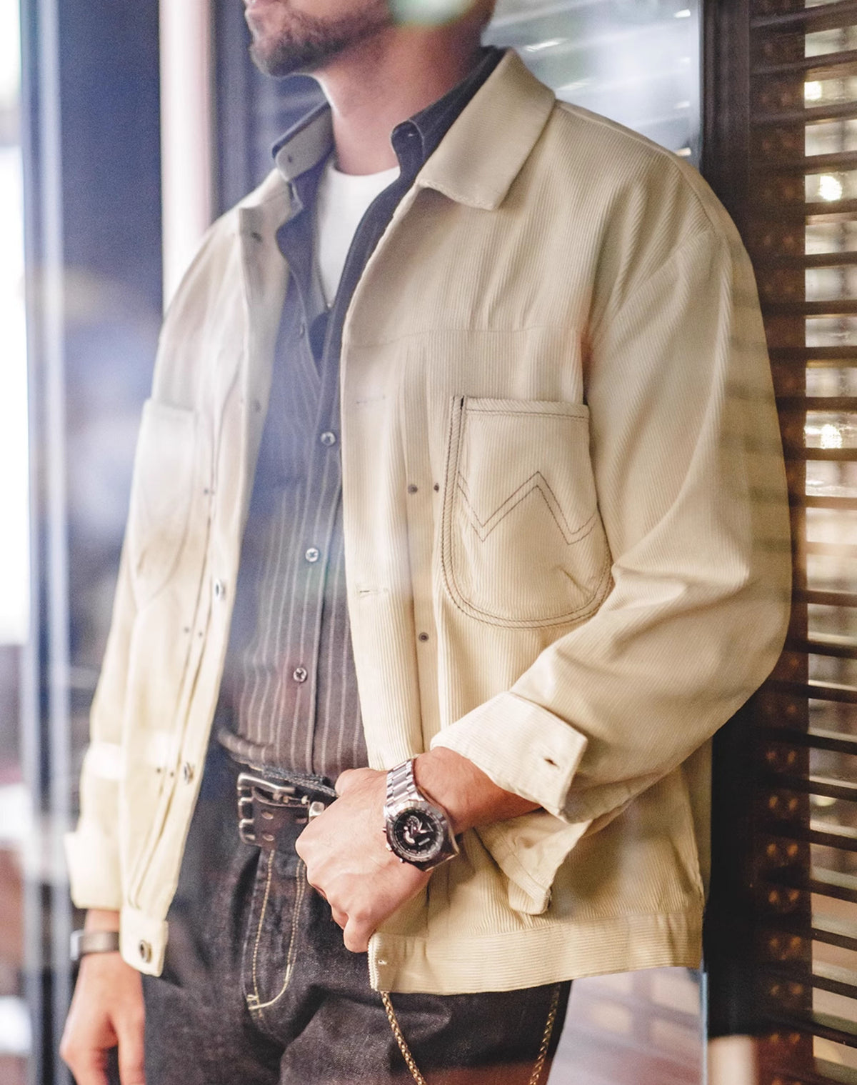 American Retro Workwear Corduroy Generation Lapel Men's Jacket - Harmony Gallery