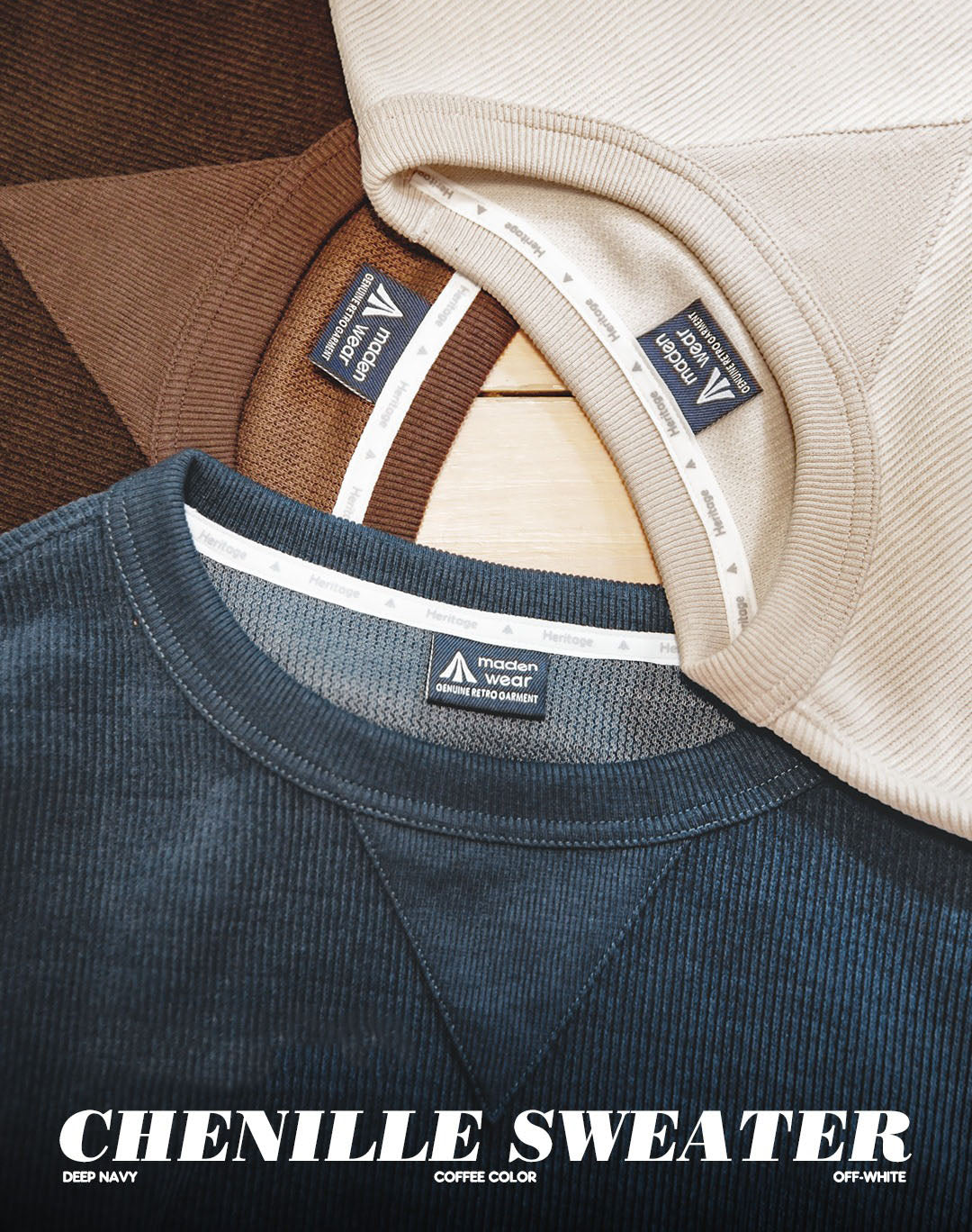 American Retro Heavyweight Chenille Anti-Wrinkle Men's Sweater - Harmony Gallery