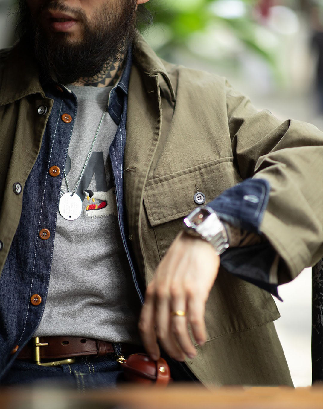 American Retro HBT Herringbone Military Letter Graffiti Men's Jacket - Harmony Gallery