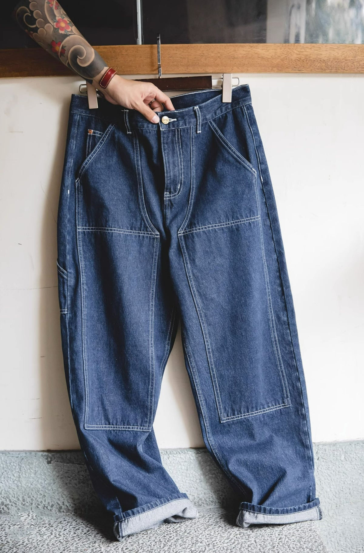 American Retro Workwear Lumberjack Washed Denim Men's Jeans - Harmony Gallery
