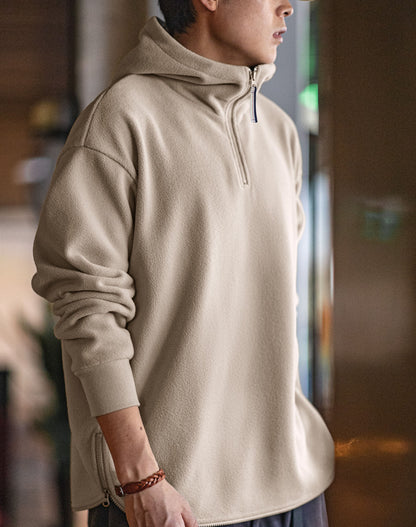American Double-Sided Polar Fleece Half-Zip Velvet Men's Sweater - Harmony Gallery