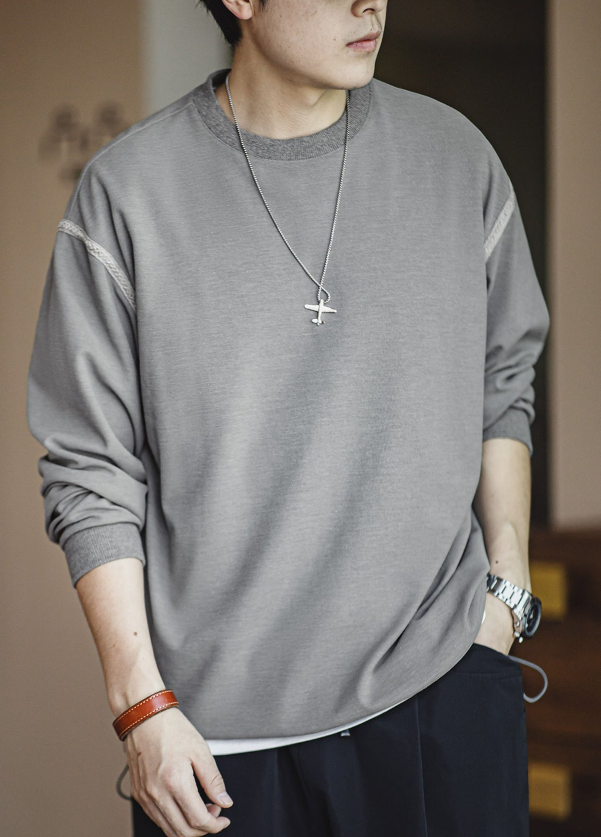 American Workwear Waffle Textured Bottoming Pullover Men's Sweater - Harmony Gallery