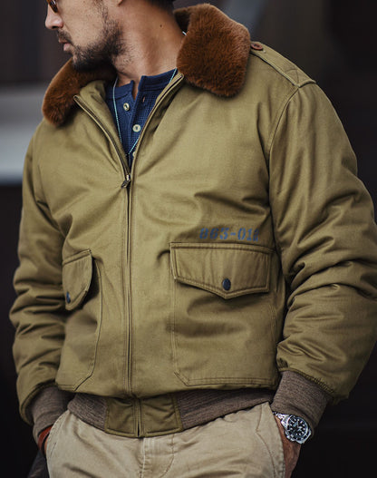 American Retro B10 Bomber Cotton Fur Collar Flight Men's Jacket - Harmony Gallery