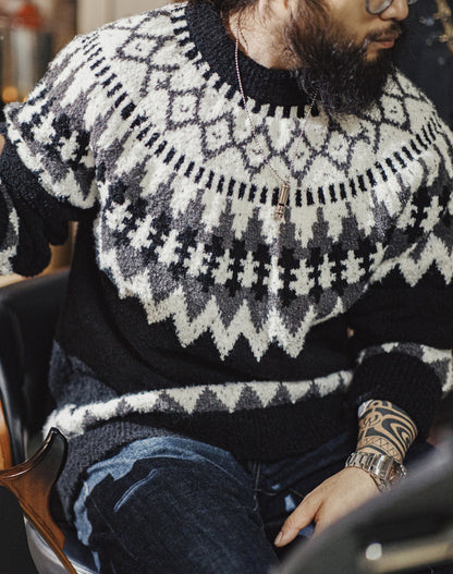 American Retro Heavyweight Icelandic Fair Isle Men's Sweater - Harmony Gallery