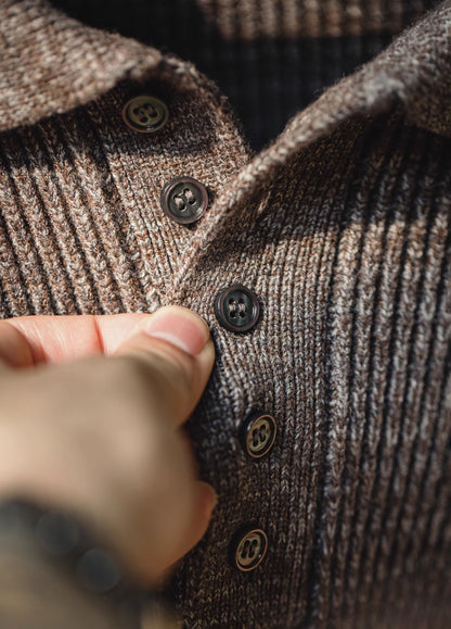 American Retro Knitted Polo Loose Wool Pullover Men's Sweater - Harmony Gallery