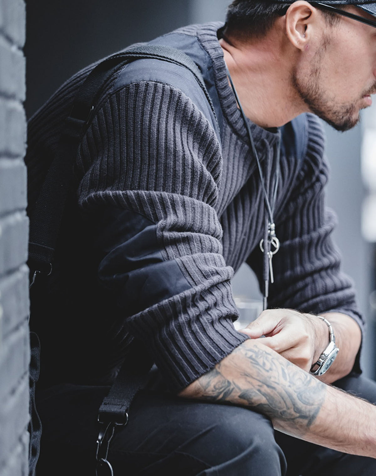 American Retro Vertical Striped Tough Guy Tactical Men's Sweater - Harmony Gallery