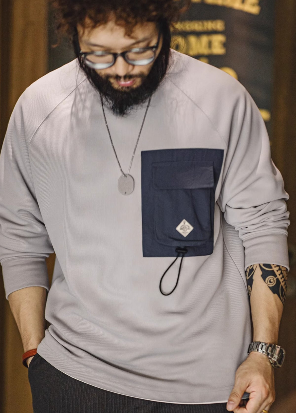 American Mountain Contrast Color Pocket Functional Knitted Men's Sweater - Harmony Gallery