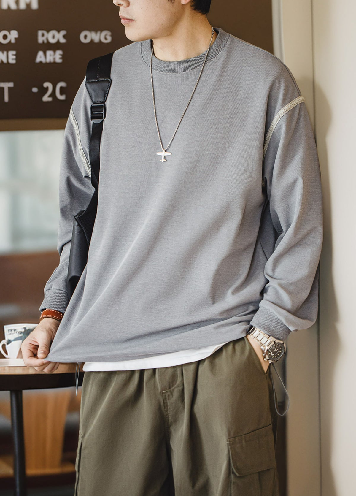 American Workwear Waffle Textured Bottoming Pullover Men's Sweater - Harmony Gallery